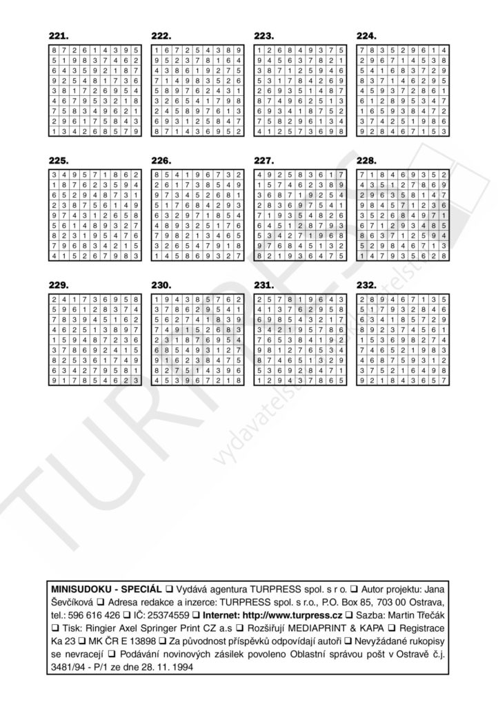 MINI SUDOKU klasické Turpress Super luštění