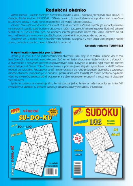 Rodinné výherní SUDOKU Turpress Super luštění