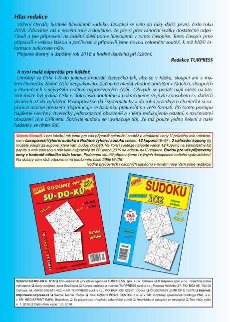 Výherní SUDOKU Turpress Super luštění