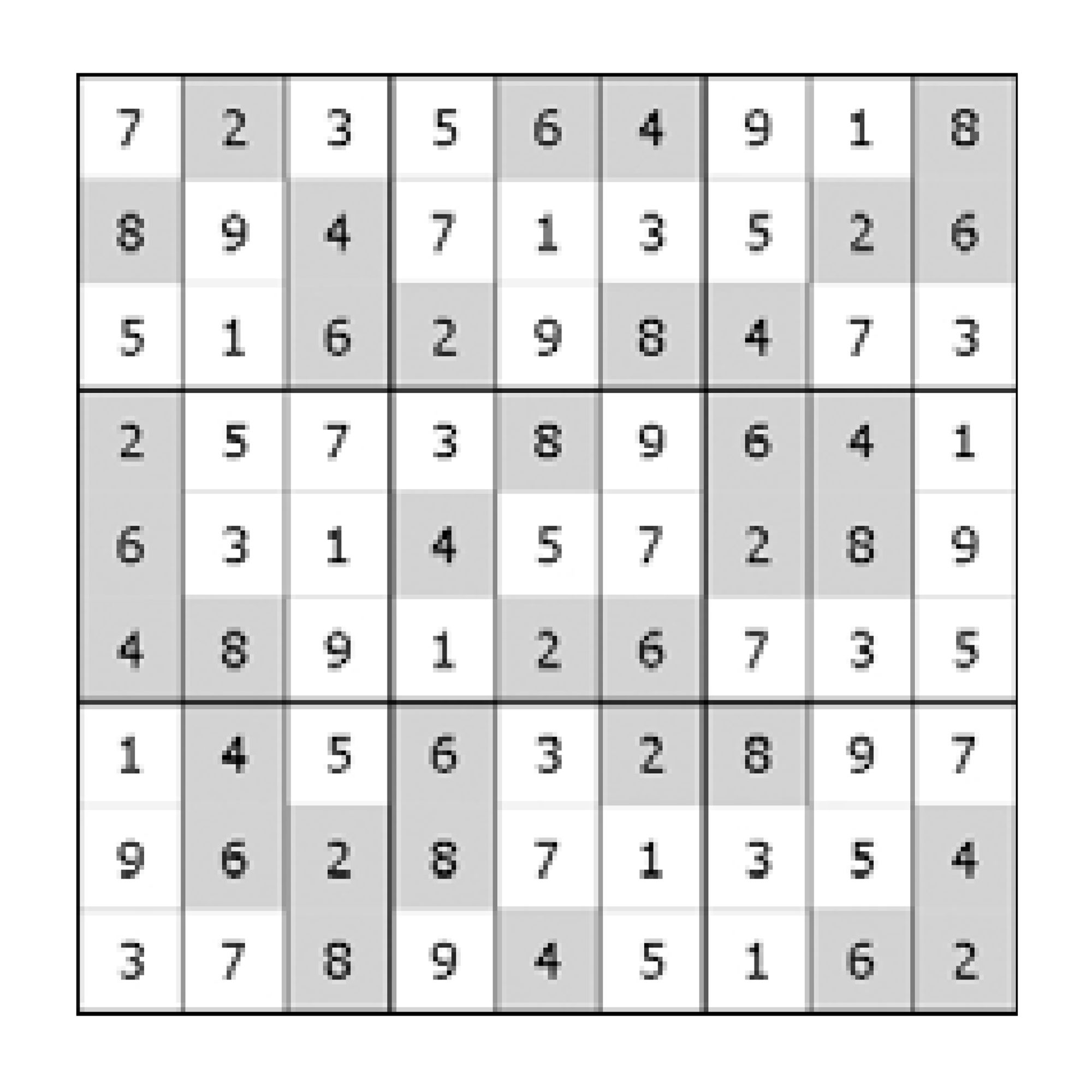 Ukázka vyluštěného útvaru - Sudá a lichá sudoku Turpress